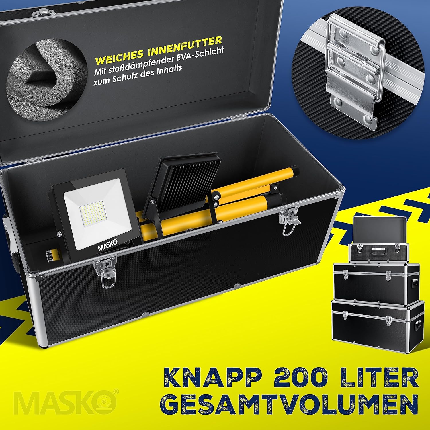 Masko® 3er SET Alu Boxen | Alubox | Alukiste | Werkzeugkoffer | Werkzeugkasten | Transportbox | Werkzeugkiste | Lagerbox NEU Werkzeug Box | — Ansicht 3