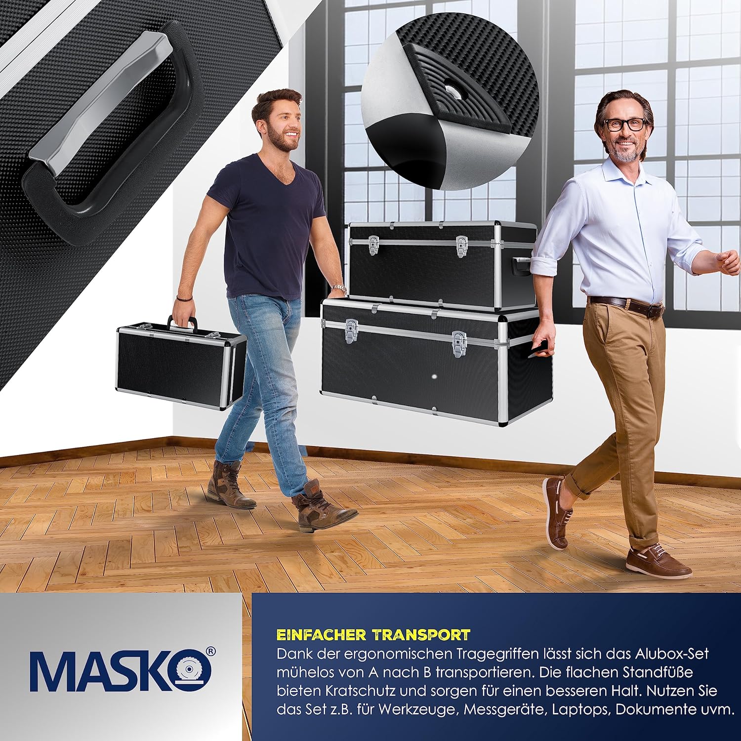 Masko® 3er SET Alu Boxen | Alubox | Alukiste | Werkzeugkoffer | Werkzeugkasten | Transportbox | Werkzeugkiste | Lagerbox NEU Werkzeug Box | — Ansicht 4