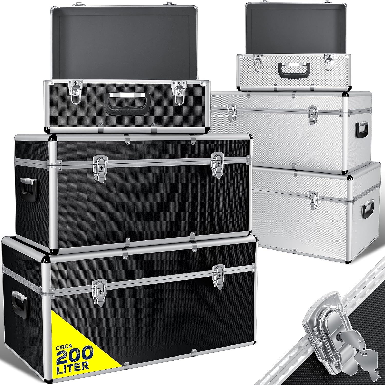 Masko® 3er SET Alu Boxen | Alubox | Alukiste | Werkzeugkoffer | Werkzeugkasten | Transportbox | Werkzeugkiste | Lagerbox NEU Werkzeug Box |