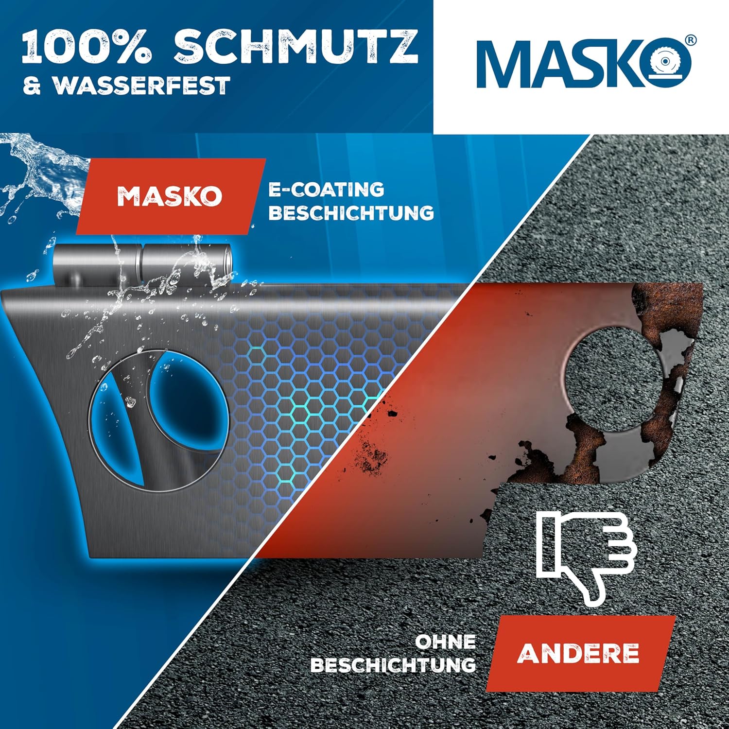 MASKO® Anhängerschloss mit Scharniersystem für Angekoppelte & Abgekoppelte Anhänger | Anhänger Schloss Diebstahlschutz Wohnwagen Kastenschloss inkl.Rundbügelschloss, Schlüssel & Schutzkappe, Anthrazit — Ansicht 5